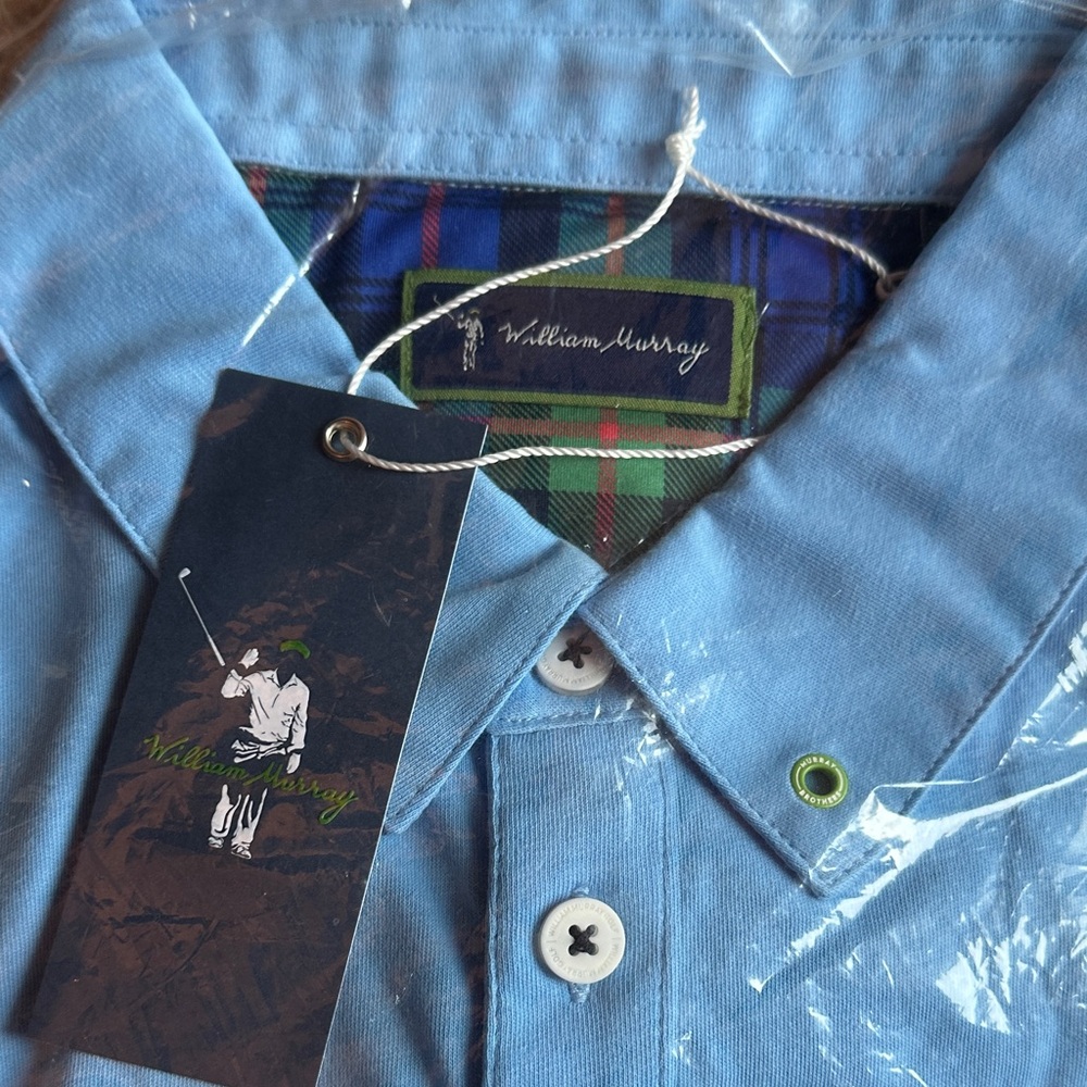 William Murray Golf Light Blue Casual Button Down Shirt